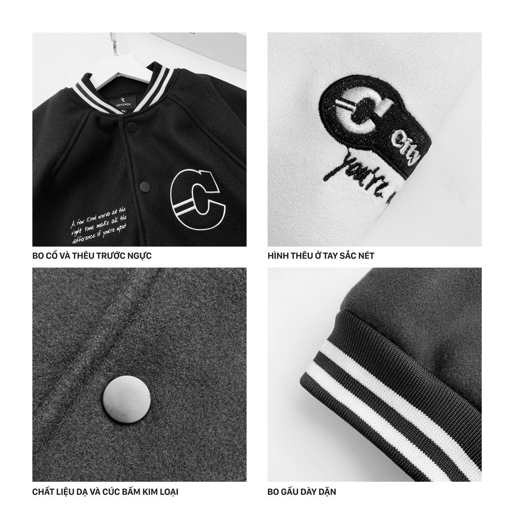 Áo Khoác Bombre VARSITY JACKET Form Unisex Chất Vải Nỉ Cao Cấp