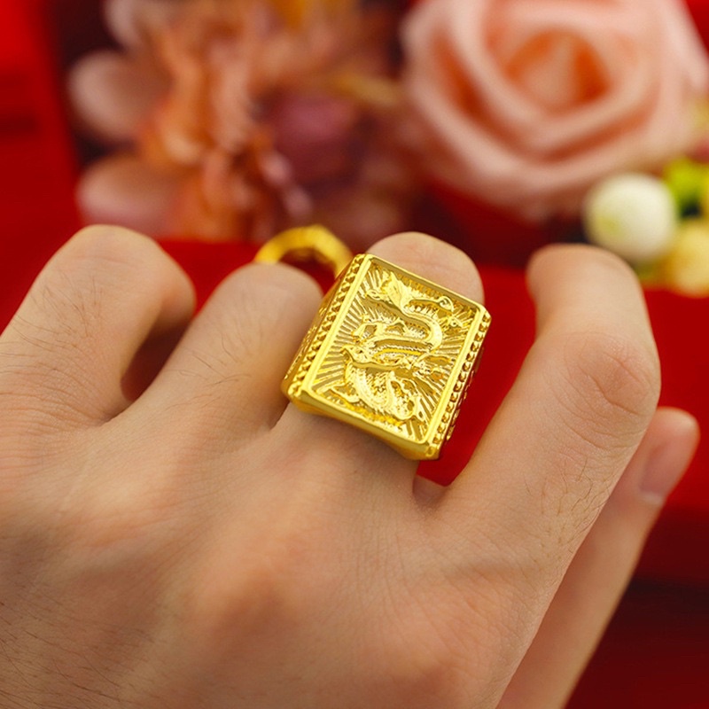 Nhẫn đeo tay trạm rồng bản to