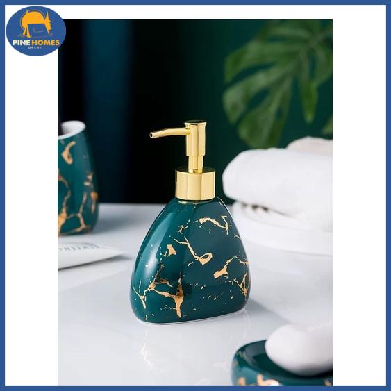 Bộ Đồ Dùng Nhà Tắm Gốm Sứ Vân Vàng 6 Món Sang Trọng