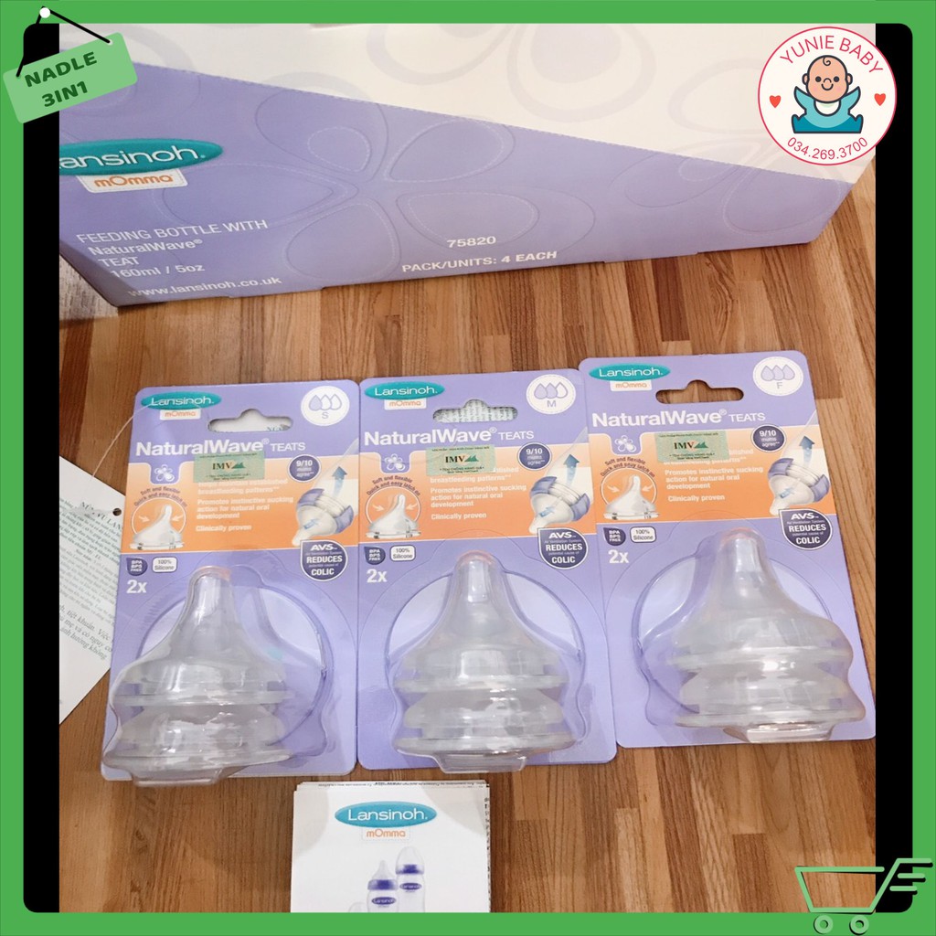 Núm ti bình sữa Lansioh S-M-F