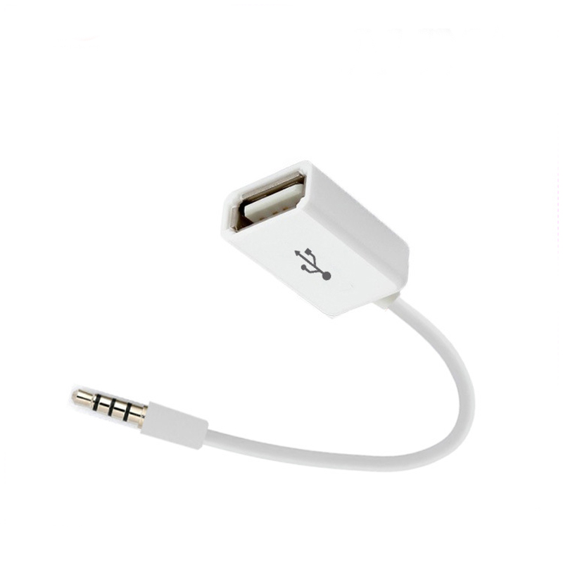 Dây Cáp Chuyển Đổi Cổng Aux Sang Cổng USB 3.5mm MP3 Màu Trắng Dành Cho Xe Hơi