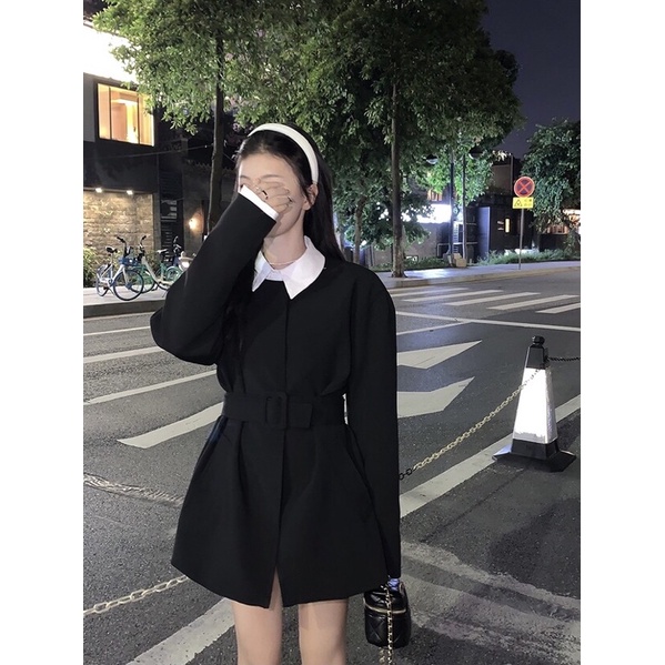 TKLIHN Set váy DẠ tiểu thư ULZZANG mix Áo sơ mi hot trend 2022