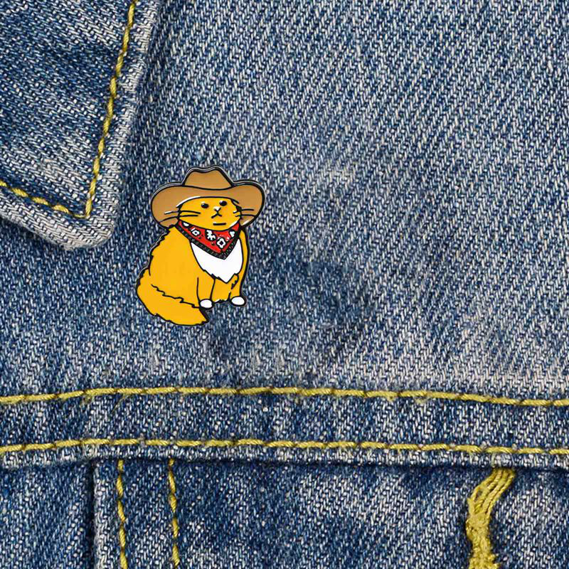 Huy Hiệu Cài Áo Hình Mèo Cao Bồi Đáng Yêu