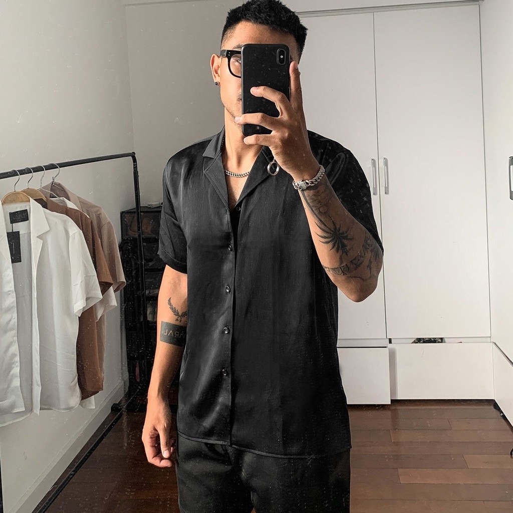 Áo sơ mi trơn ngắn tay áo sơ mi hàn quốc chất cotton thoáng mát A21