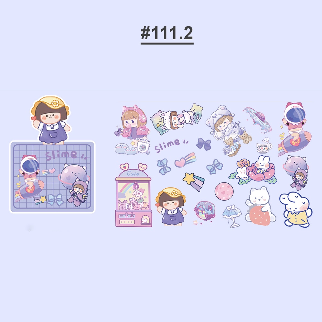 Sticker Pastel trang trí Scrapbook, sổ tay, vở  (set 40 stickers)- [ 111 ]