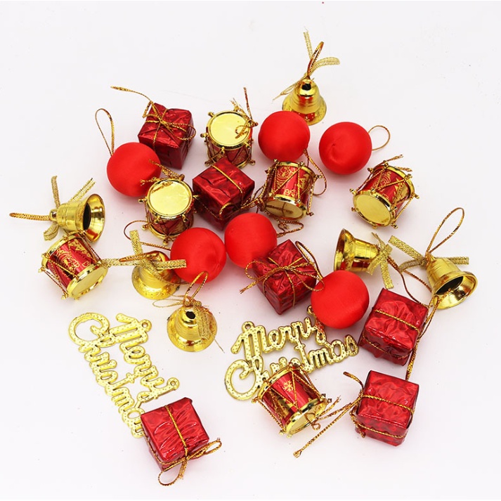 Hộp phụ kiện nhí 24 món trang trí cây thông PK01 ĐỎ NHÍ