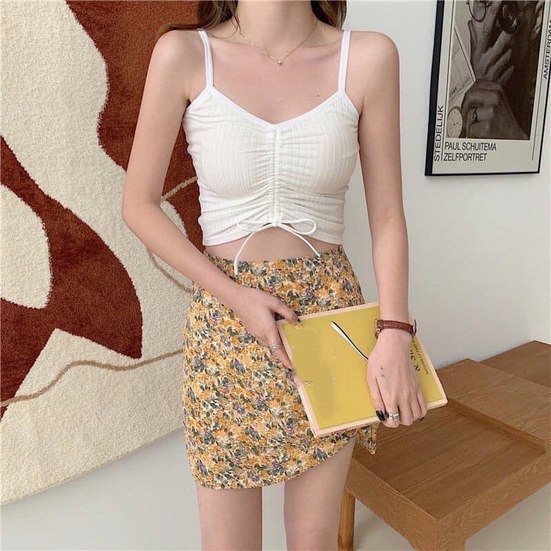ÁO 2 DÂY CROPTOP NHÚN NGỰC 2089