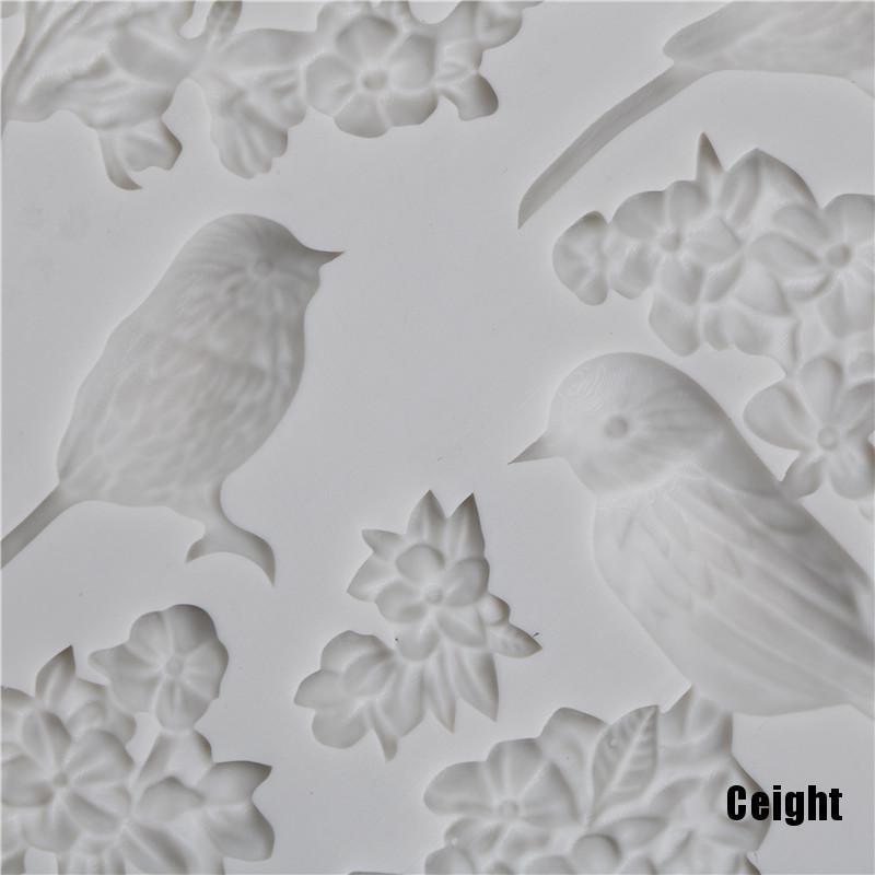 Khuôn silicone làm bánh hình chú chim và hoa đáng yêu