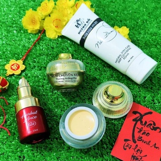 Combo mụn huỳnh đỗ_sữa rửa mặt nha đam_serum mụn_kem mụn, giúp giảm mụn mờ thâm trắng da hiệu quả