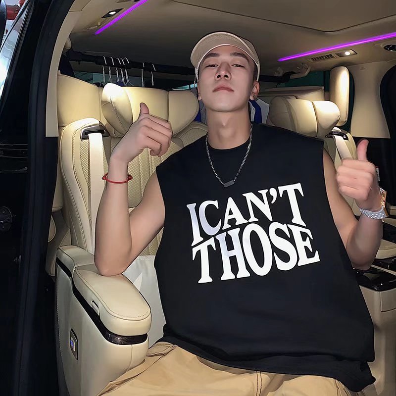 Áo Thun Sát Nách Cổ Tròn In Chữ Đơn Giản Dễ Phối Đồ Thời Trang Mùa Hè Cho Nam Size M-3XL