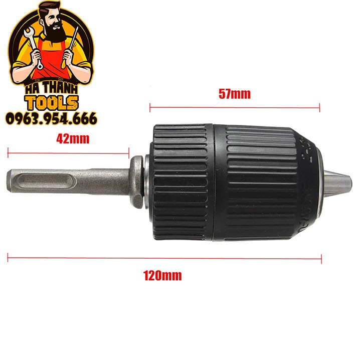 Bộ chuyển đổi đầu cặp mũi khoan 13 ly cho khoan bê tông chuyên dụng - củ măng ranh tự động 2-13mm