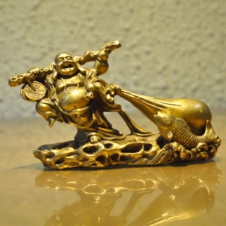 Tượng di lặc kéo túi tiền bằng đồng , tượng di lặc phong thủy.