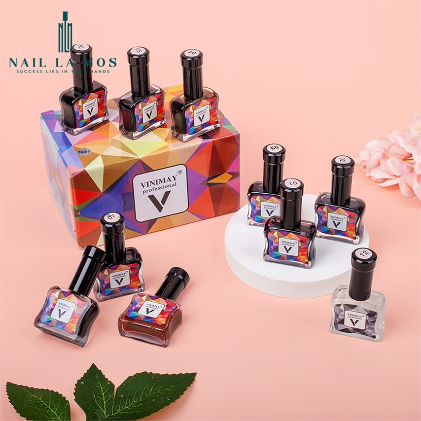 Set 12 lọ cồn loang Vinimay chính hãng - loang cồn trang trí móng tay nghệ thuật (15ml)