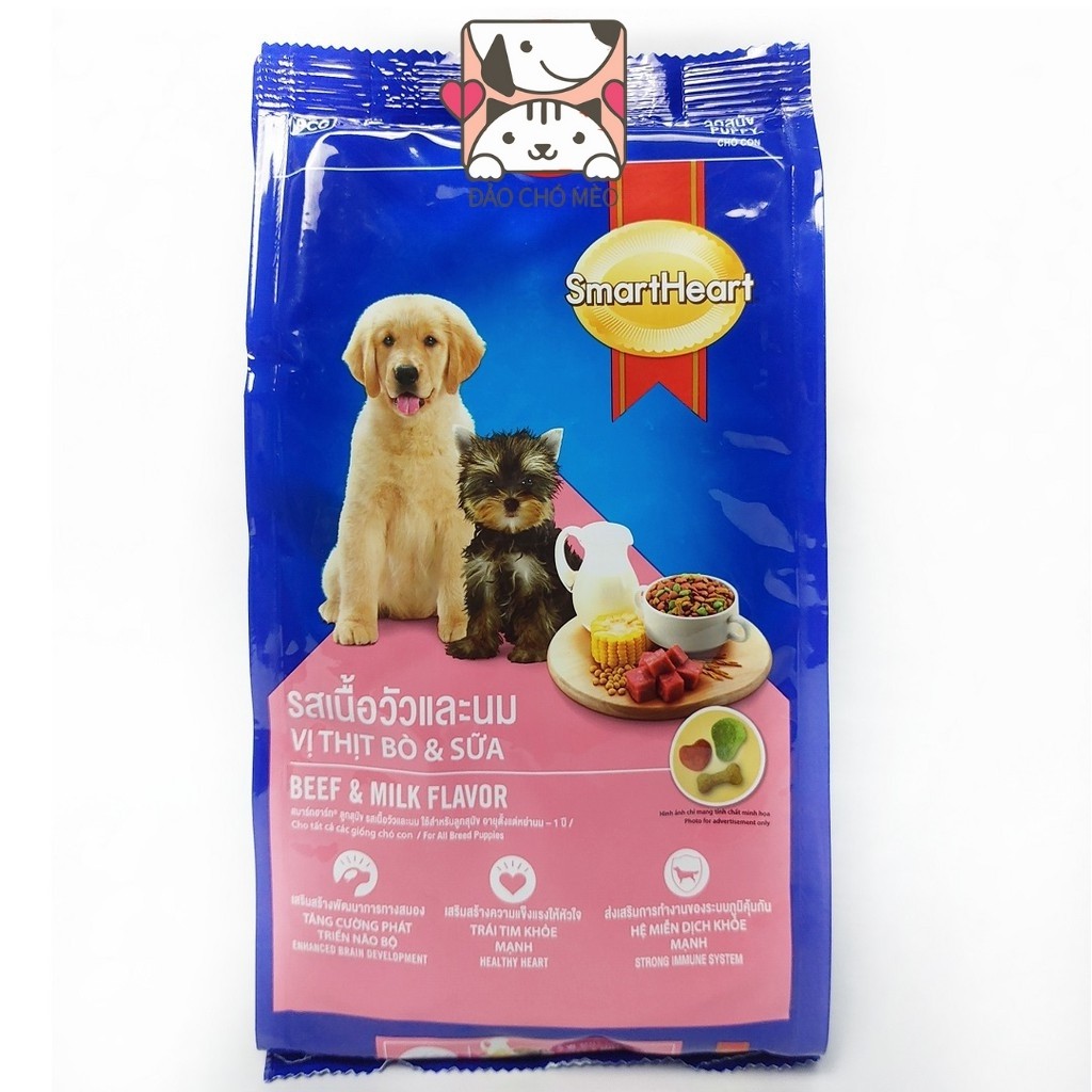 Thức ăn cho chó Smartheart chó con dạng hạt Puppy 400g Vị Bò Và Sữa - Đảo Chó Mèo