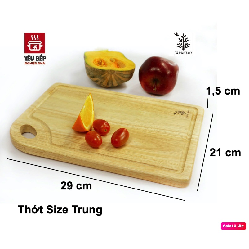 [Mã BMBAU50 giảm 10% đơn 99k] Thớt Gỗ Cao Su Tự Nhiên Đức Thành Bo Góc Size Vừa - Dụng Cụ Nhà Bếp Cao Cấp