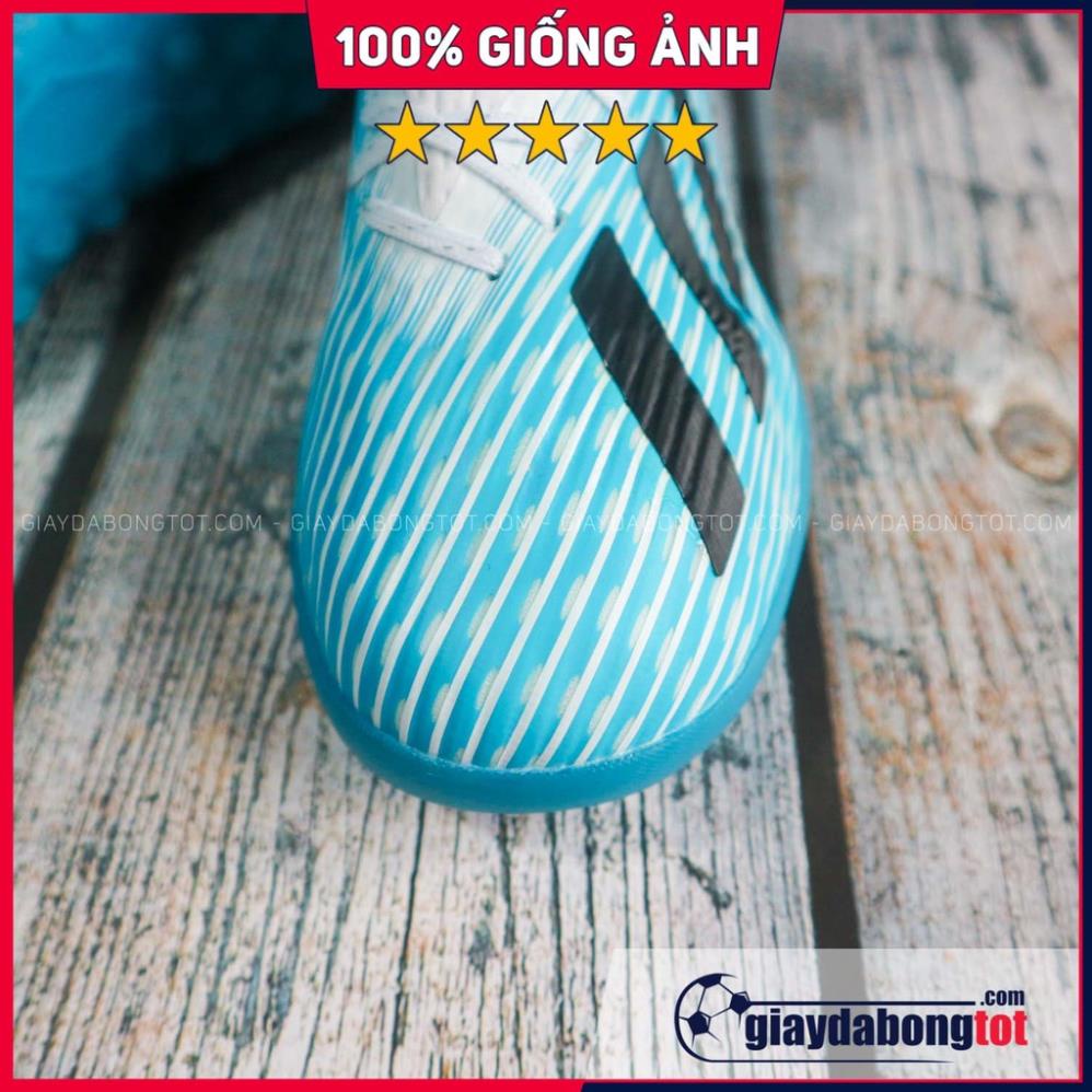 ĐẸP Giày đá bóng đá banh X19.1 TF xanh nhạt trắng | Da vải chống nước, đế xốp êm ái, trọng lượng nhẹ, da mềm ôm chân ."{