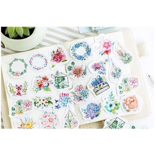 Bộ 45 Sticker Hàn Quốc hình hoa đẹp dán trang trí E02