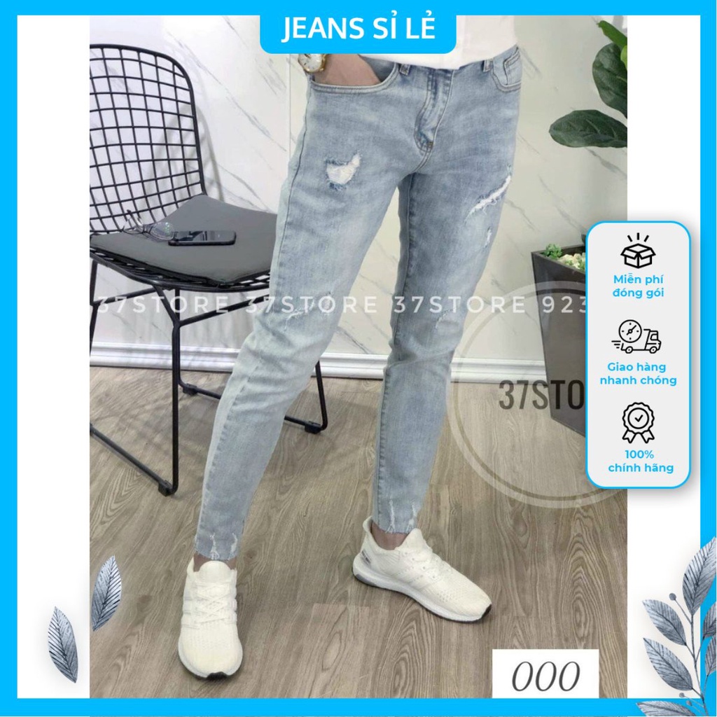 Quần jean nam dài K000 mẫu wash rách màu xanh nhiều size phong cách Hàn Quốc – Shop jean sỉ lẻ