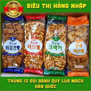 Thùng 12 gói bánh quy ăn kiêng lúa mạch New Cracker Geum Pung Hàn Quốc