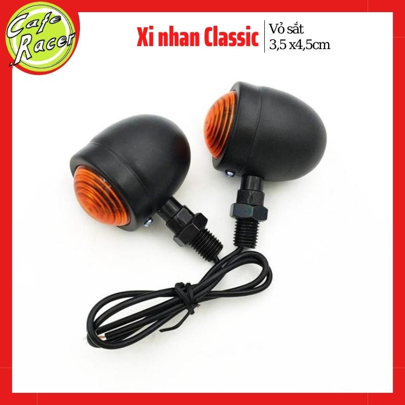 Xi nhan xe máy độ , xi nhan classic loại bé 3,5 x4,5cm hàng tốt vỏ sắt sơn đen chuyên độ xe