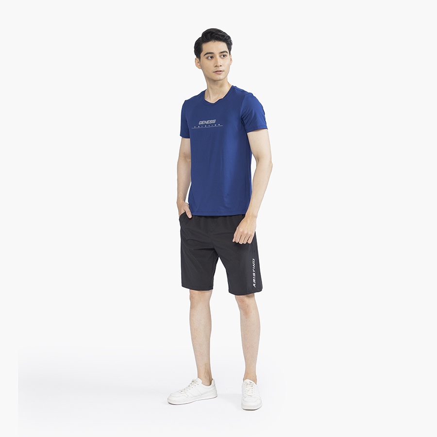 Áo Thun Nam Ngắn Tay Cổ Tròn ARISTINO ATS040S2 Áo Phông T-Shirt trơn màu in chữ Vải polyester cao cấp Dáng suông vừa