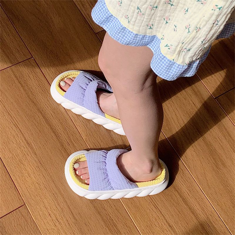 Oeteo Dép Đi Trong Nhà Đế Dày Bằng Vải Lanh Cotton Màu Sắc Phù Hợp Cho Nữ