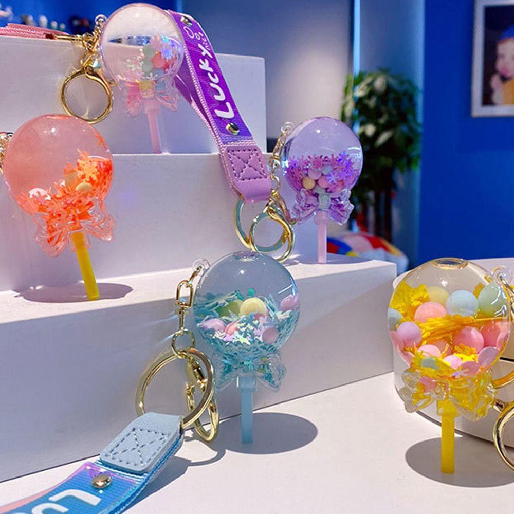 REBUY1 Móc Khóa Acrylic Hình Kẹo Mút Phối Kim Tuyến Dầu / Bông Tuyết Sáng Tạo