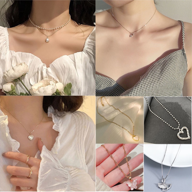 Vòng cổ Mặt Hình Trái Tim/Bướm Thời Trang Cho Nữ
