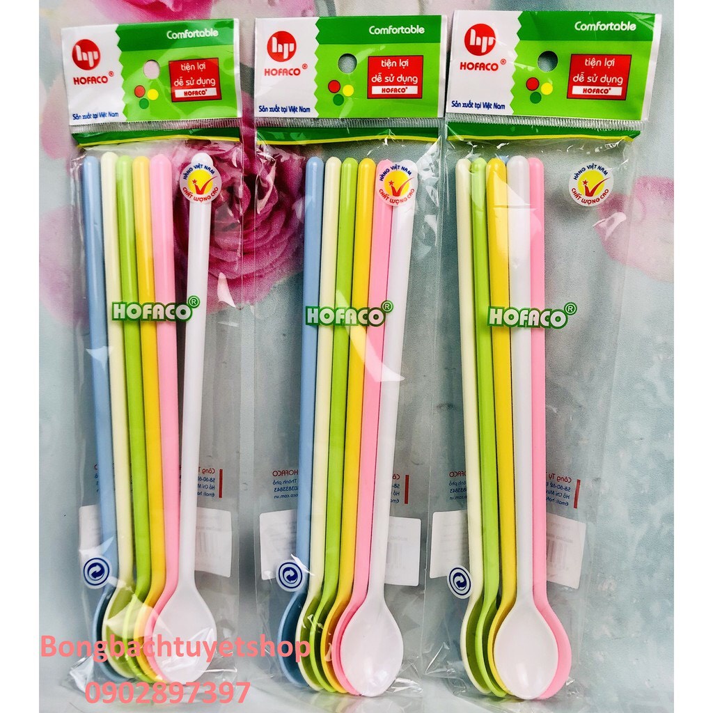 set 6 muỗng khuấy hafaco - HPB114 nhựa tốt nhiều màu