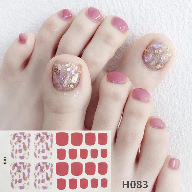 Set 24 móng chân giả phối đính đá nhiều phong cách lựa chọn