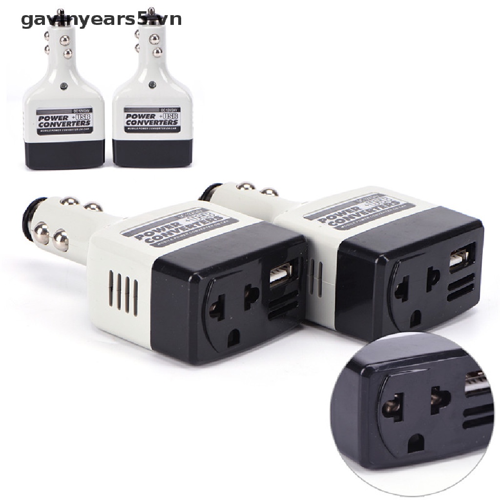 Cục Sạc Chuyển Đổi DC 12V Sang AC 220V Có Cổng USB Chuyên Dụng Cho Điện Thoại Di Động