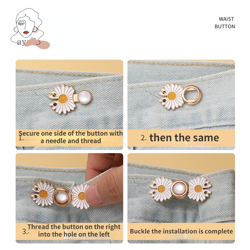 Bộ Nút Bấm Điều Chỉnh Thắt Lưng Bằng Kim Loại Phong Cách Retro