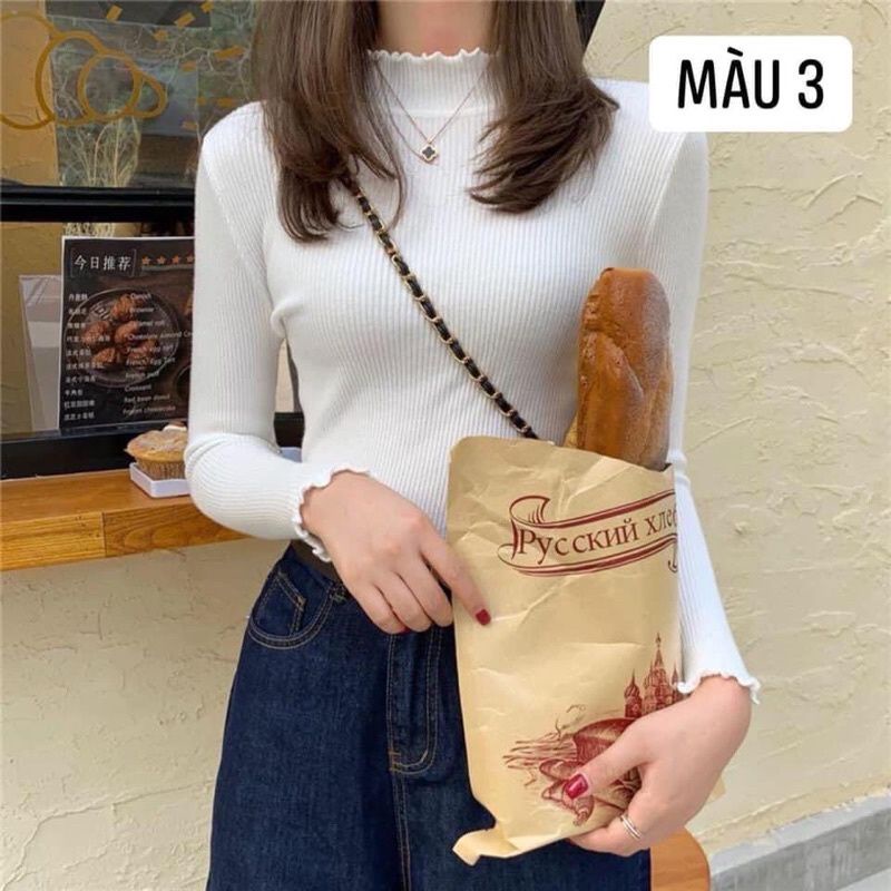 Áo len tăm diềm cổ chất co dãn 7màu | BigBuy360 - bigbuy360.vn