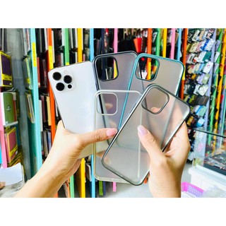 Ốp iPhone 12/ 12 Pro/ 12 Pro Max lưng nhám viền giả kim nhiều màu