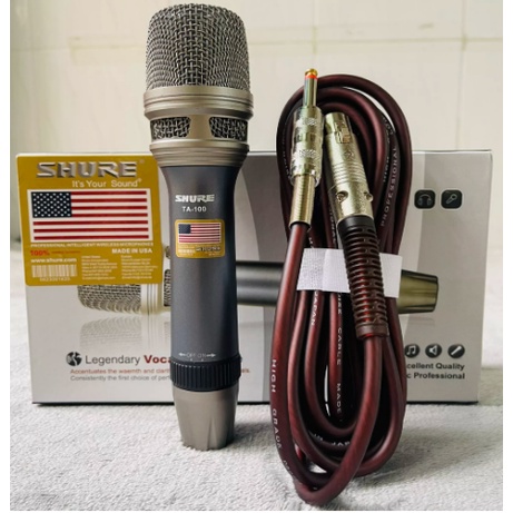 Micro Có Dây SHURE TA 100 Cao Cấp . Tay Cầm INOX .Hút Giọng Tốt, Hát Nhẹ,Hỗ Trợ Giảm Hú Hiệu Quả Cho Dàn Karaoke