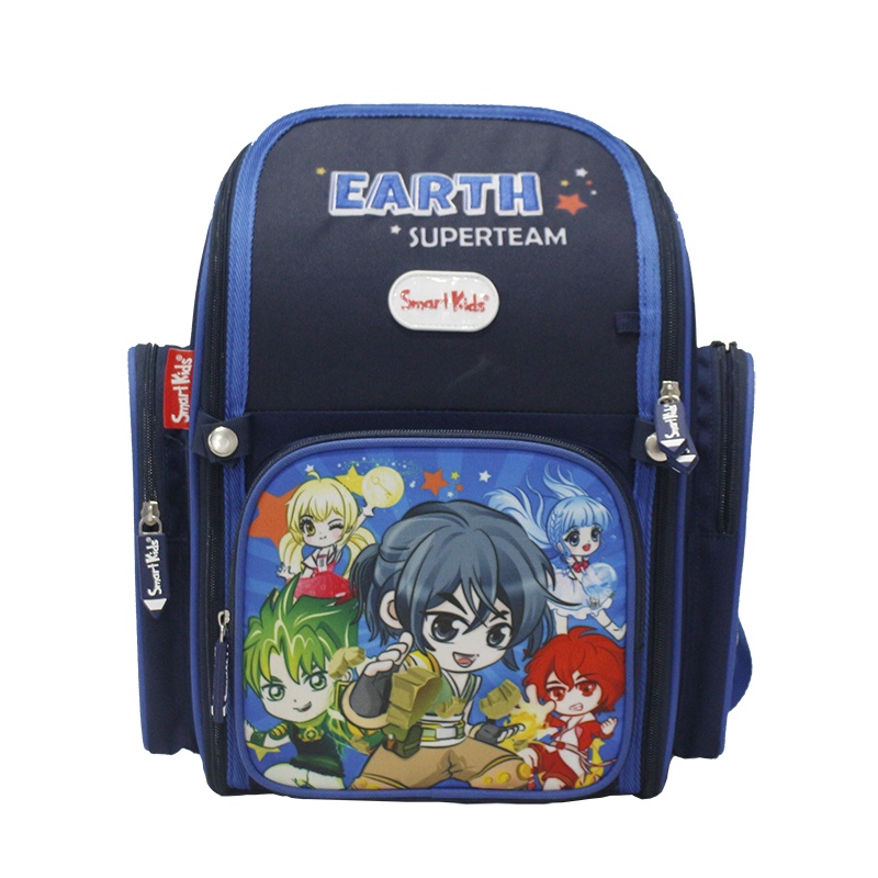 Balo Smartkids chống gù Super Team-Earth B-013 Xanh đen