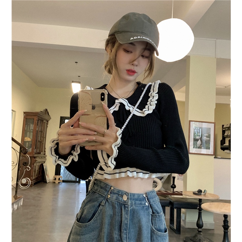 NRVP Áo Sweater Dệt Kim Dài Tay Thiết Kế Mới Thời Trang Theo Phong Cách Hàn Quốc Cho Nữ