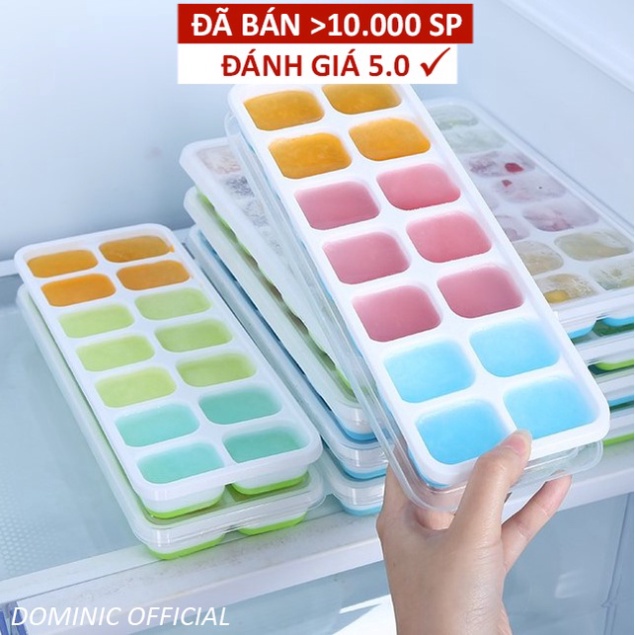 Khay Đá Silicon Có Nắp Đậy 6 Viên, Khay Đựng Đá Tủ Lạnh, Làm Đá Thạch Kem Bảo Quản Chống Mùi Tuyệt Đối DANA