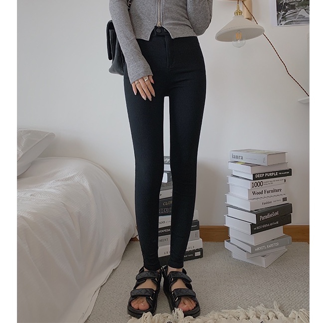 Quần legging nữ dài cạp cao Nâng mông có túi cúc khóa kéo Quần skinny tregging trekking nữ Sang chảnh ôm eo Co Giãn
