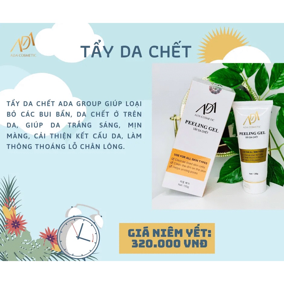 Gel tẩy tế bào chết loại bỏ bụi bẩn thông thoáng lỗ chân lông giúp da sáng bóng Peeding gel ADA Cosmetic