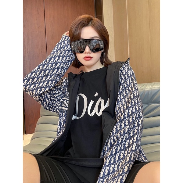Áo khoác hai mặt hoạ tiết logo thương hiệu Dior CD cao cấp