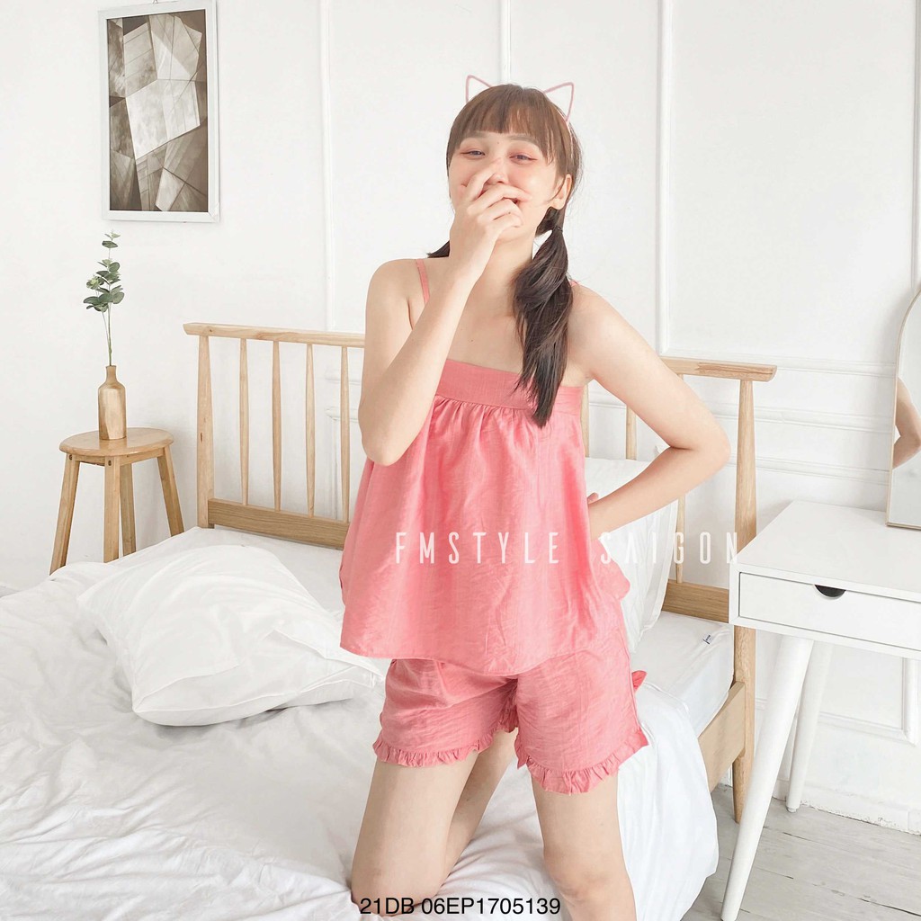 Đồ bộ áo 2 dây xòe +quần ngắn viền bèo ullzang thời trang nữ VM STYLE 21DB06EP1705