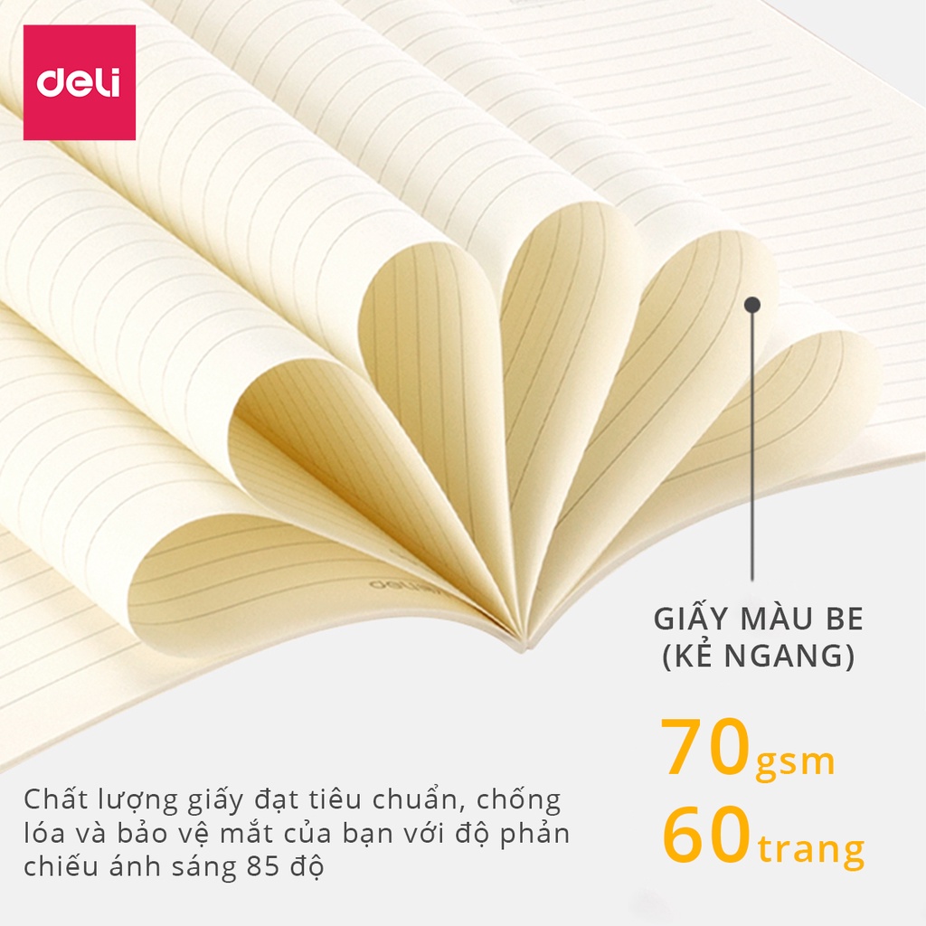 Sổ ghi chép khâu gáy nhiều hình cún 120 trang 70g Deli - 1 quyển - Size A5 nhiều màu sắc dành cho học sinh - FA560-N04