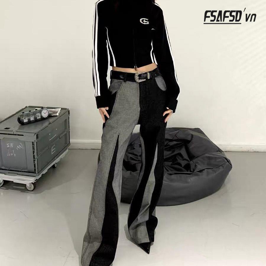 Áo Khoác Thể Thao Tay Dài Dáng Ngắn Kẻ Sọc Màu Đen Cá Tính