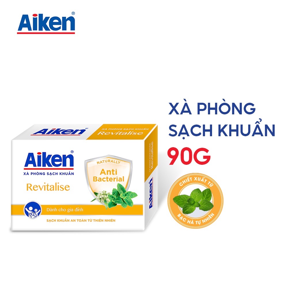 [Mã COSBDAG5 giảm 8% đơn 150k] Combo 30 xà phòng sạch khuẩn Aiken chiết xuất bạc hà 90g / hộp