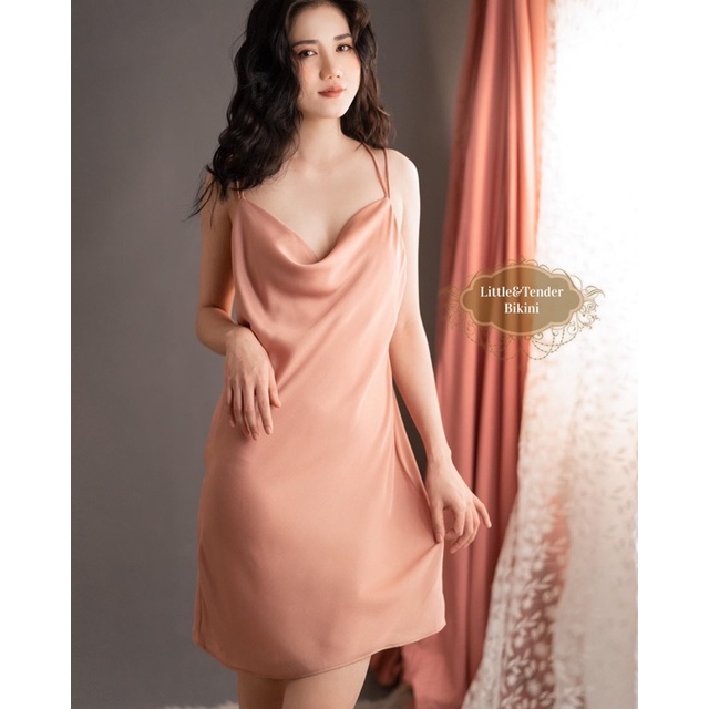 Đầm ngủ lụa sang trọng 2 dây vai