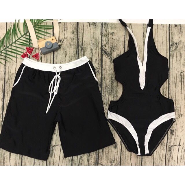 Bikini cặp đen trắng cut-out