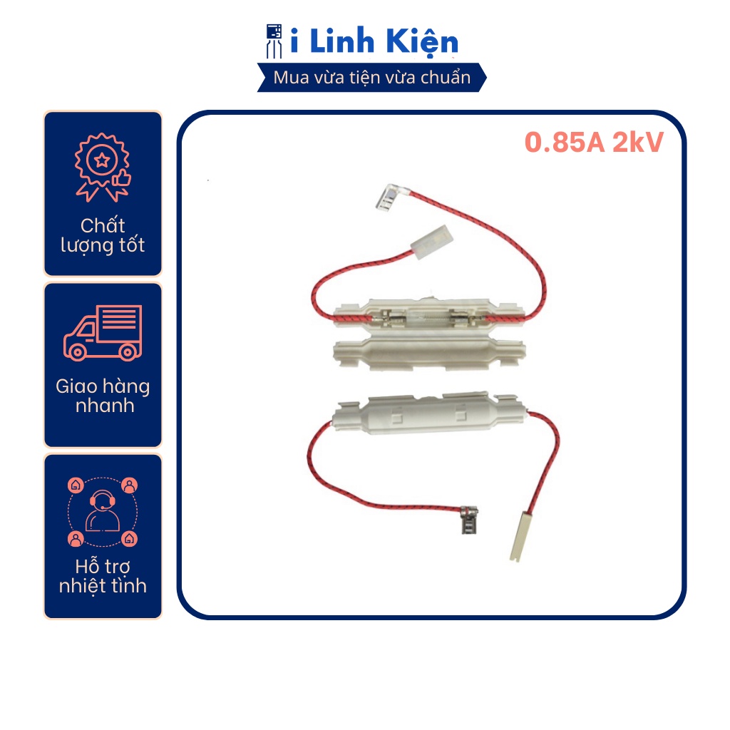 Cầu chì lò vi sóng hộp trắng 0.85A 2kV chất lượng tốt.