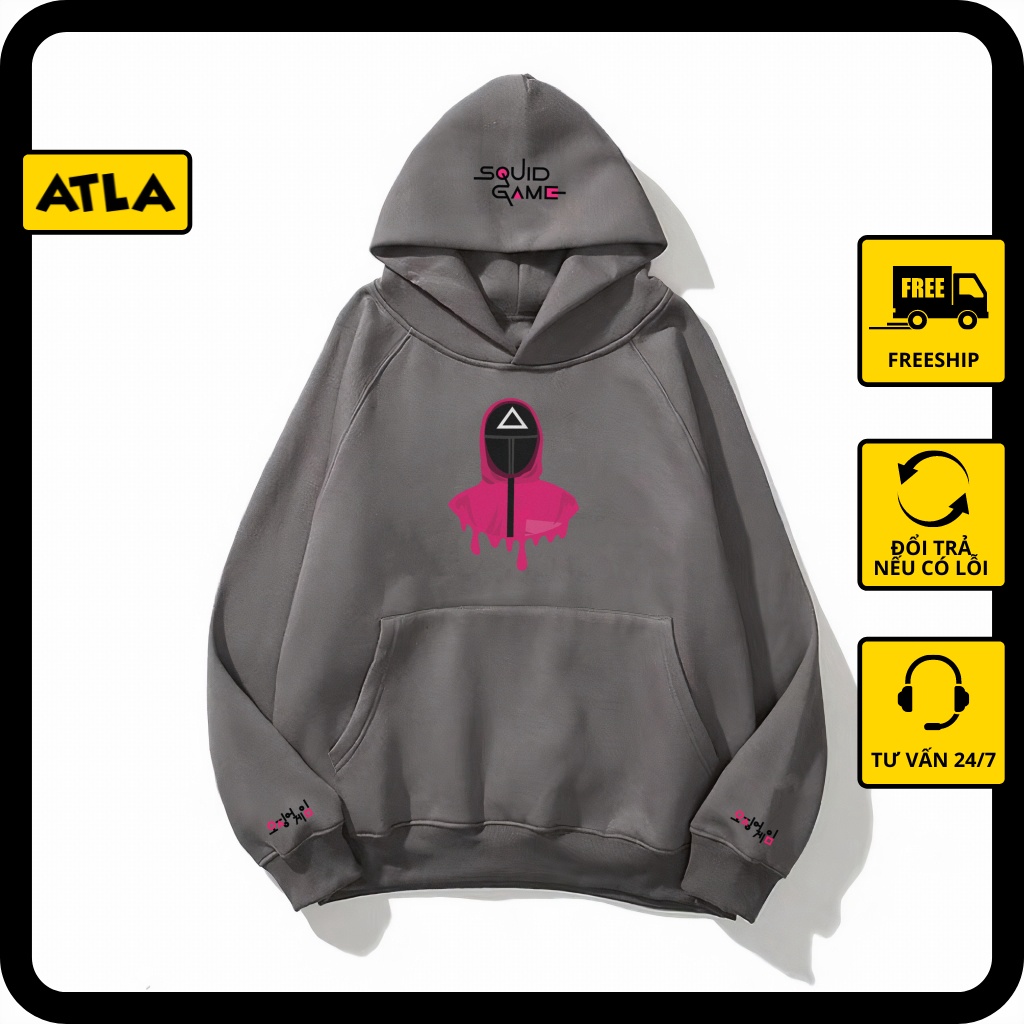 Áo Hoodie Unisex đôi form rộng nam nữ vải Nỉ Bông Squid Game