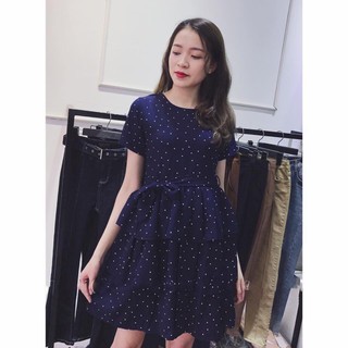 đầm babydoll chấm bi nơ
